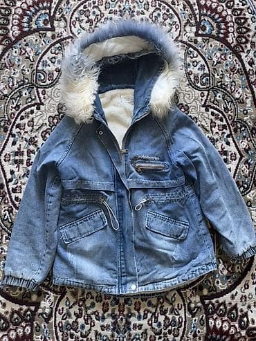 qar geyimi: Böyükler üçün cins parkа gödəkçə - Material: mavi denim (cins), iç — 1