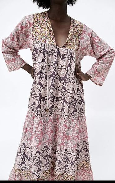 Qadınlar üçün uzun boho üslublu don - Model: geniş kəsimli, qat-qat — 4