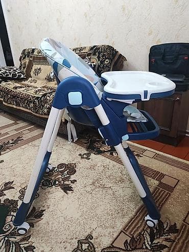 Столы для кормления: Uşaq yemək stulu - Rəng: tünd mavi/ağ çalarlar, naxışlı yumşaq — 2
