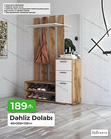 dolab ucuz: Dəhliz dolabı – 40×200×120 sm - Dizayn: Aşağıda ikisıralı açıq — 1