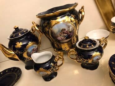 cay dasi satisi: Çay dəsti, rəng - Göy, Farfor — 4