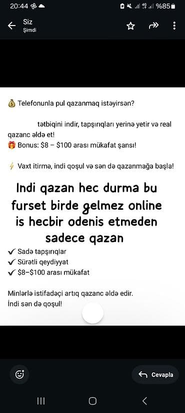 Online qazanc tətbiqi – sadə tapşırıqları yerinə yetir, telefondan