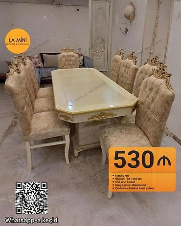 Qonaq otağı üçün, Açılmayan, Dördbucaq masa, 6 stul