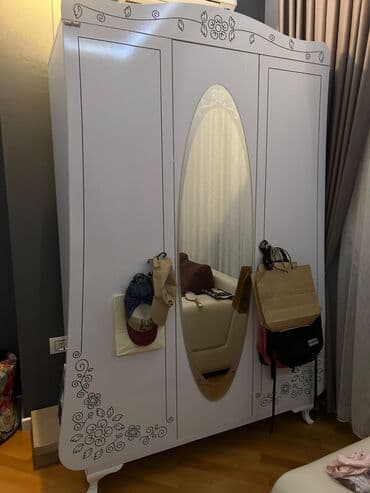Yeni, 3 qapılı Düz dolab, Qarderob, paltar dolabı, Azərbaycan