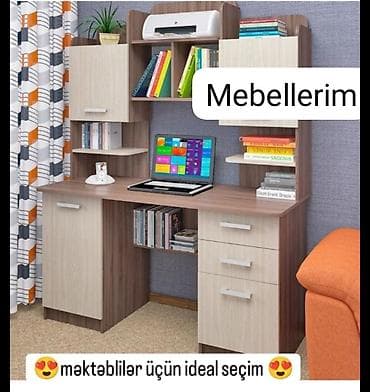 tek stollar: Düz masa, Stulsuz, Polkalı, Siyirməli, Azərbaycan, Sadə laminat — 1