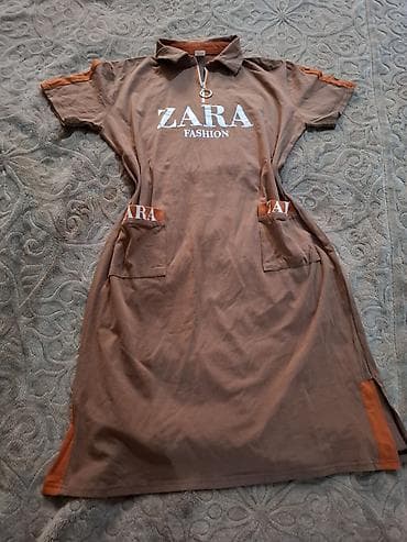 Qadın polo-stil paltar - Rəng: qəhvəyi, narıncı detallarla - Üstündə lalafo.az -da Qadın polo-stil paltar - Rəng: qəhvəyi, narıncı detallarla - Üstündə