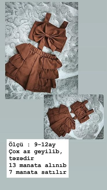 Uşaq geyimləri dəsti və paltarlar 1) Qəhvəyi iki hissəli dəst - Ölçü lalafo.az -da Uşaq geyimləri dəsti və paltarlar 1) Qəhvəyi iki hissəli dəst - Ölçü