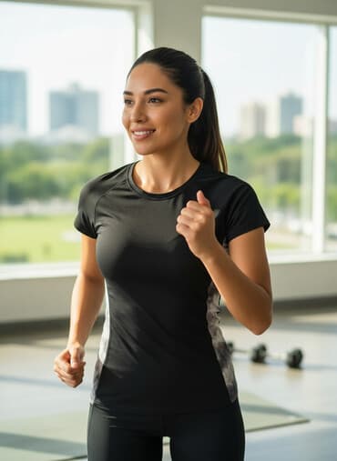 2020 paltar modelleri: Qadın idman köynəyi - Rəng: əsasən qara, yan panellərdə boz-ağ batik — 1