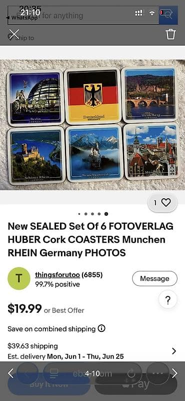 Прдставки по стаканы Huber. Оригинал. Новый. 6 штук в наборе — 10