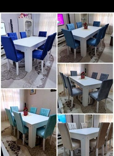 tap az masa ve oturacaqlar: Qonaq otağı üçün, Yeni, Açılmayan, Dördbucaq masa, 6 stul — 2