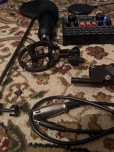 qrafik kart: 2 eded mikrafon, 1 eded ses kartı, 2 eded mikrafon tutucu. Biri masaya — 5