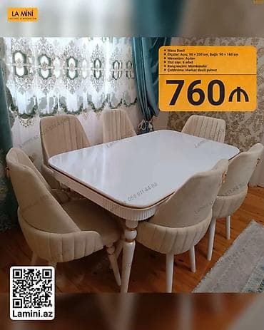 Раскладной, Прямоугольный стол, 6 стульев — 1
