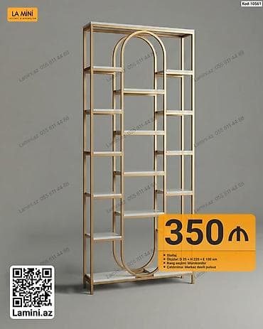 divarda kitab refleri: Modern dizaynda metal-stellaj - Model kodu: 10561 - Material: Metal — 1