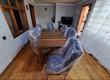 oturacaqlar: Qonaq otağı üçün, Yeni, Açılmayan, Dördbucaq masa, 6 stul — 2