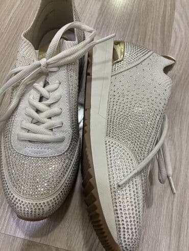 Tuflilər: Parlaq daşlarla bəzədilmiş qadın krossovkaları - Rəng: krem/ivori — 3