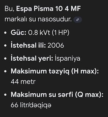 quyu nasosu: Nasos, Ev üçün (məişət), quraşdırılma Səthi — 2