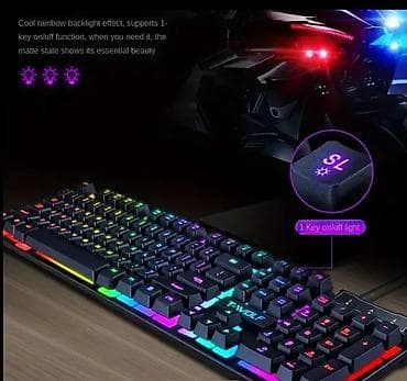T-WOLF T20 Rainbow Backlit Gaming Keyboard - Tam ölçülü klaviatura