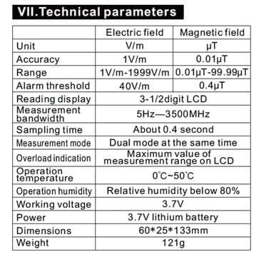 nitrat tester: EMF tester WINTACT WT-3121 Maqnit və elektromaqnit şualarını ölçən — 6