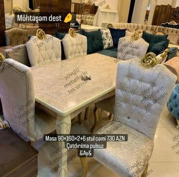 boyama seti: Qonaq otağı üçün, Yeni, Açılan, Oval masa, 6 stul — 11