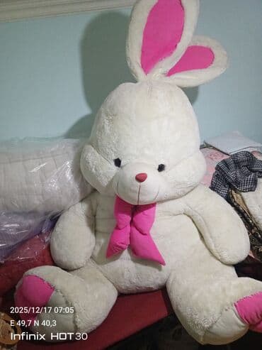 металлический 3d еврозабор в кыргызстане бишкек: Böyük ölçülü plyuş dovşan oyuncağı - Rəng: ağ bədən, qulaqların içi — 2