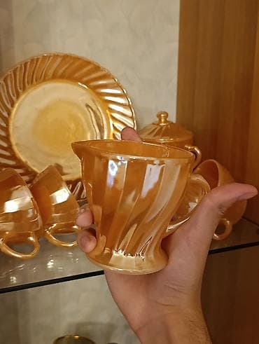 cay: Çay dəsti, rəng - Narıncı, Şüşə — 2