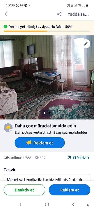 qusarda ev satilir: Kirayə verilir: mebel və texnika ilə təchiz edilmiş 2 otaqlı mənzil - — 3