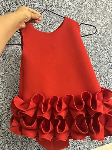 red valentino: Qırmızı rəngli qız uşağı paltarı - Model: A-kəsim, qolsuz - Dizayn — 2