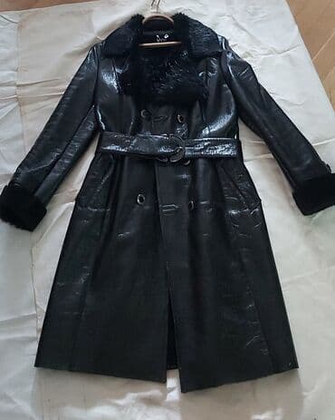 женские кожаные косухи: Кожаное пальто,,б/у,в идеальнейшем состоянии,двубортное,натуральная — 4