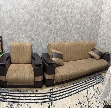 divan kafe: Qonaq otağı üçün yumşaq mebel dəsti - Tərkib: 3-4 nəfərlik divan + 2 — 1