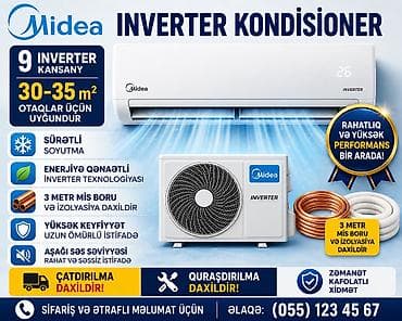Kondisioner Midea, Yeni, 30-35 kv. m, Split sistem, Pulsuz quraşdırılma lalafo.az -da Kondisioner Midea, Yeni, 30-35 kv. m, Split sistem, Pulsuz quraşdırılma