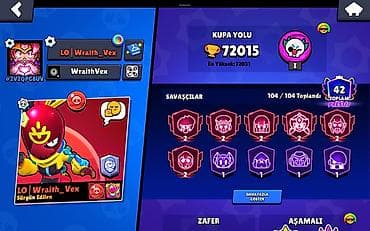 random hesab az: Brawl Stars hesabı – yüksək trophy və tam kolleksiya - Kupa yolu: 72 — 1