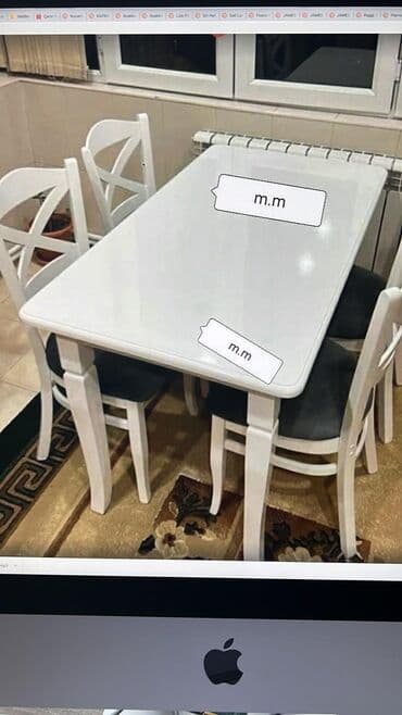 ders masaları: Mətbəx üçün, Yeni, Açılmayan, Dördbucaq masa, 4 stul — 2