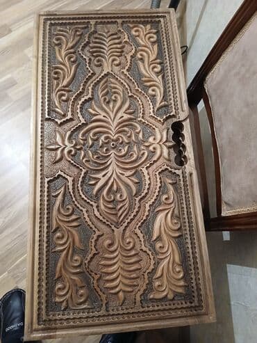 Тренажеры: Əl oyma naxışlı taxta nərd taxtası - Material: tam ağac (qalın — 3