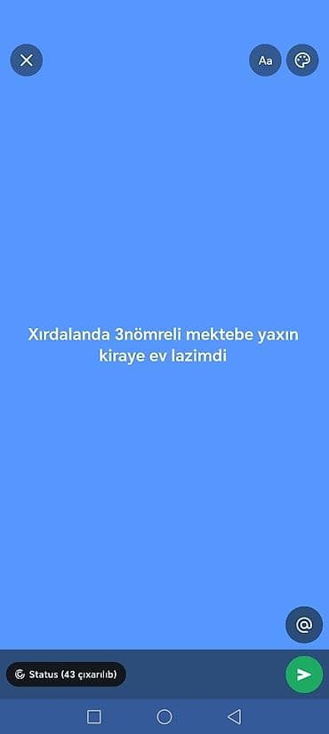 kohne guneslide evler: Xırdalanda 3 nömrəli məktəbə yaxın kirayə ev axtarılır. Tələb olunan — 1
