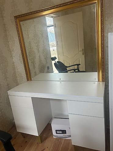 usdular: Ağ rəngdə makyaj/iş masası dəsti - Geniş işləmə səthi və böyük ölçülü — 2