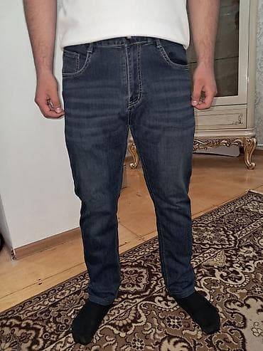 Kişi cins şalvarı - Rəng: tünd mavi/indigo, yüngül “washed” effektli