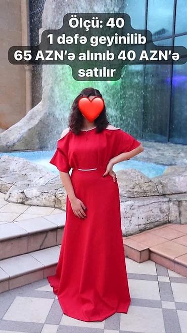Qırmızı libas - Ölçü: 40 - Model: soyuq çiyin kəsimli (açıq