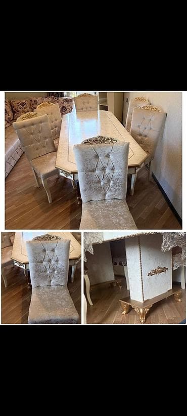 Для гостиной, Б/у, Прямоугольный стол, 6 стульев at lalafo.az Для гостиной, Б/у, Прямоугольный стол, 6 стульев