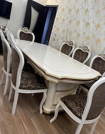 bag stullari: Acilan masa desti. 700azn. 6 stulla. Üzeri masin boyası. Türk — 1