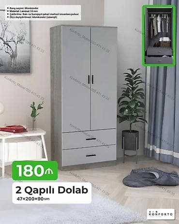 2 qapılı dolab – 47×200×90 sm - Material: 18 mm laminat - Rəng — 1