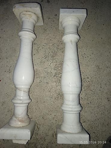 ev qapilari taxta: Mərmər balyustr/məhəccər dirəkləri (20 ədəd) - Material: təbii ağ — 4