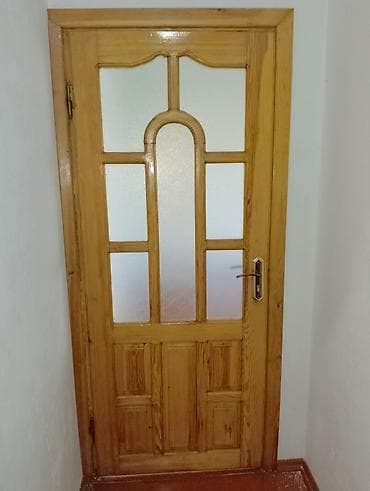 otaq qapsi: Taxta ara qapı – şüşəli model - Material: təbii ağac (açıq palıd rəng — 2