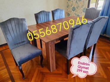 ders masaları: Qonaq otağı üçün, Yeni, Açılmayan, Dördbucaq masa, 6 stul — 7