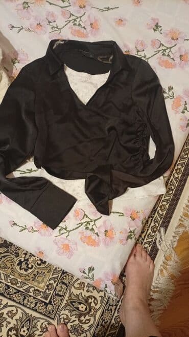 yupka kofta modelleri 2022: Qadın geyim dəsti – 4 ədəd 1) Krem rəngli uzunqol köynək - Metal snap — 11