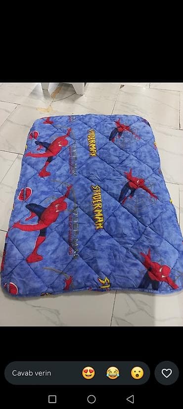 bambu tekstil: Uşaq üçün Spiderman temalı döşəkcə/yorğan - Rəng: mavi fon üzərində — 1