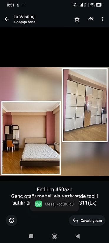 Endirim 450azn Genc otağı mebeli ela veziyyetde təcili satılır ünvan