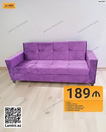 acilan divan: Məhsul: Divan (Kod: 2667) - Ölçü: 200 sm - Mexanizm: Açılan, bazalı - — 1