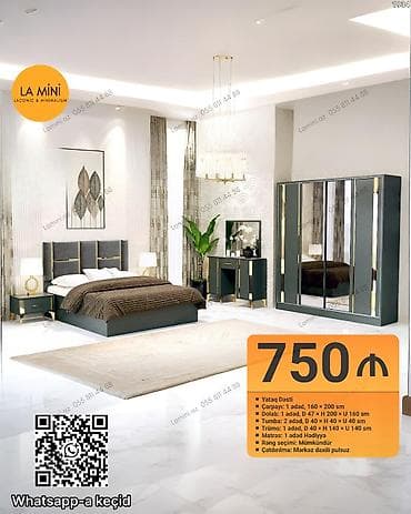 Yataq dəsti – lakonik və minimal dizayn Komplekt: - Çarpayı: 1 ədəd