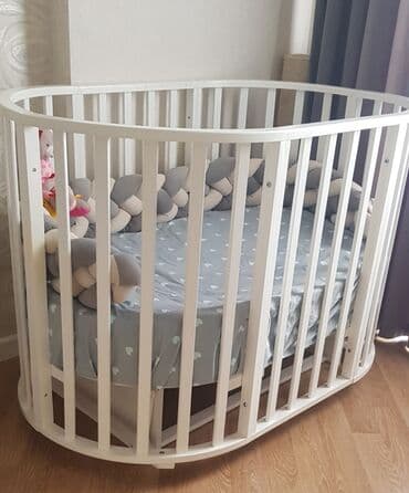 сад: Для девочки и мальчика, Овальная, Колыбель, С матрасом, Без механизма качания — 2