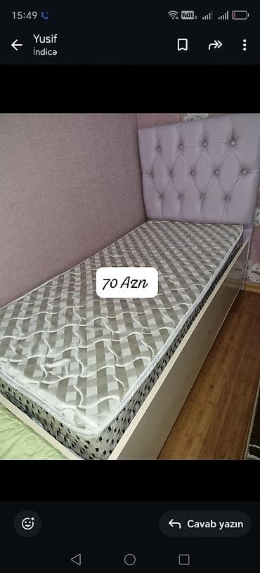 tek yataq carpayi: Usaq kravati uzunlugu 150 sm En 75 sm *Qiymeti 70 Azn.* Unvan — 1